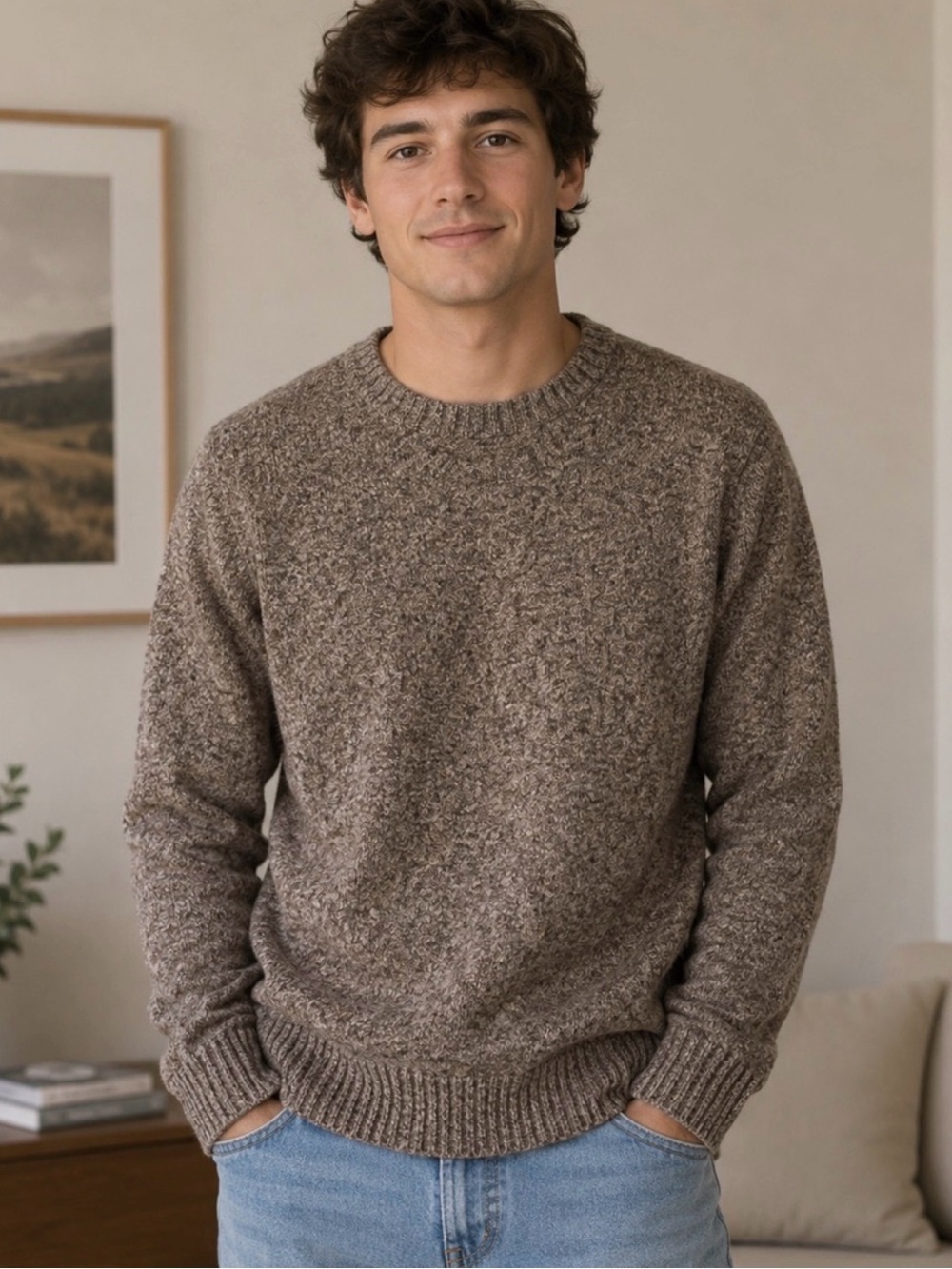 croft & barrow Men’s Brown Marled Crewneck Sweater Size L